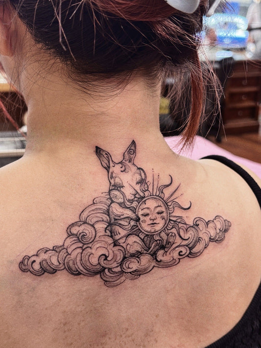 B-010 : A rabbit holding the Sun